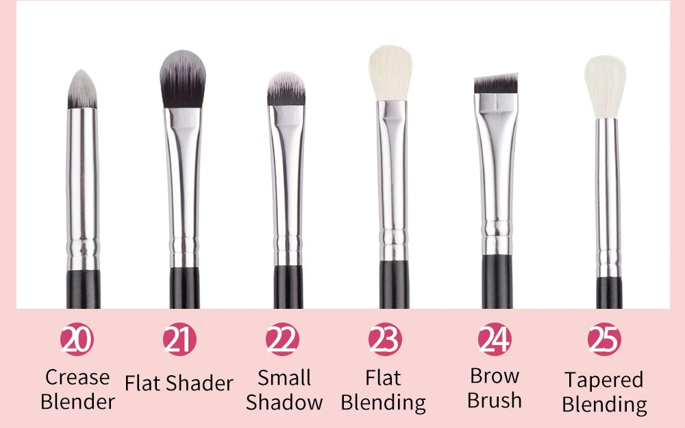 BEILI 30pcs Black Makeup Brush Set – Goat Hair & Synthetic Professional Kit C150