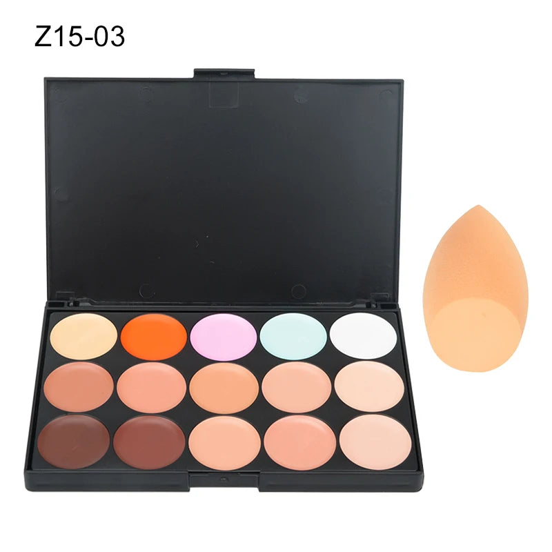 VERONNI 15-Color Cream Concealer Contour Palette – Full Coverage & Waterproof