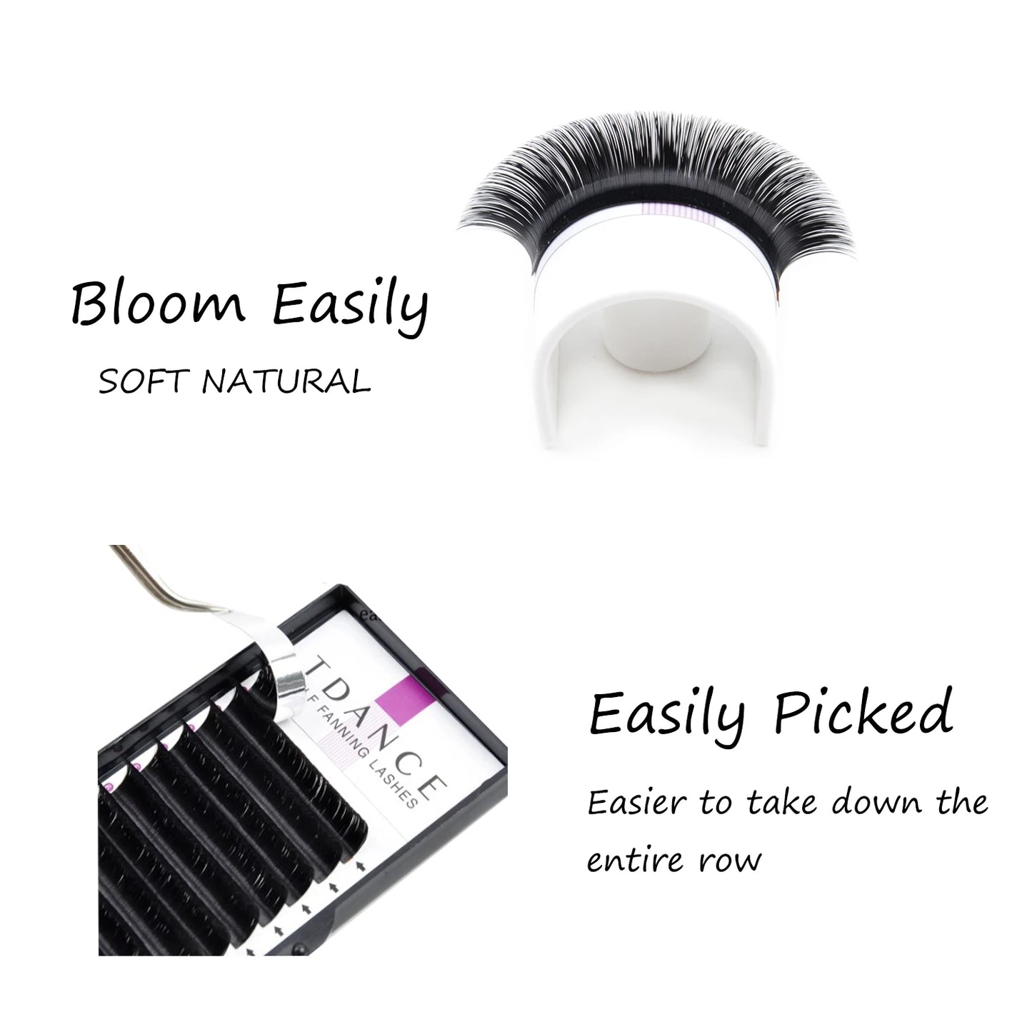 TDANCE Easy Fan Eyelash Extensions | 12-Row Faux Mink Volume Lashes | Fast Blooming for Natural to Glam Looks C60