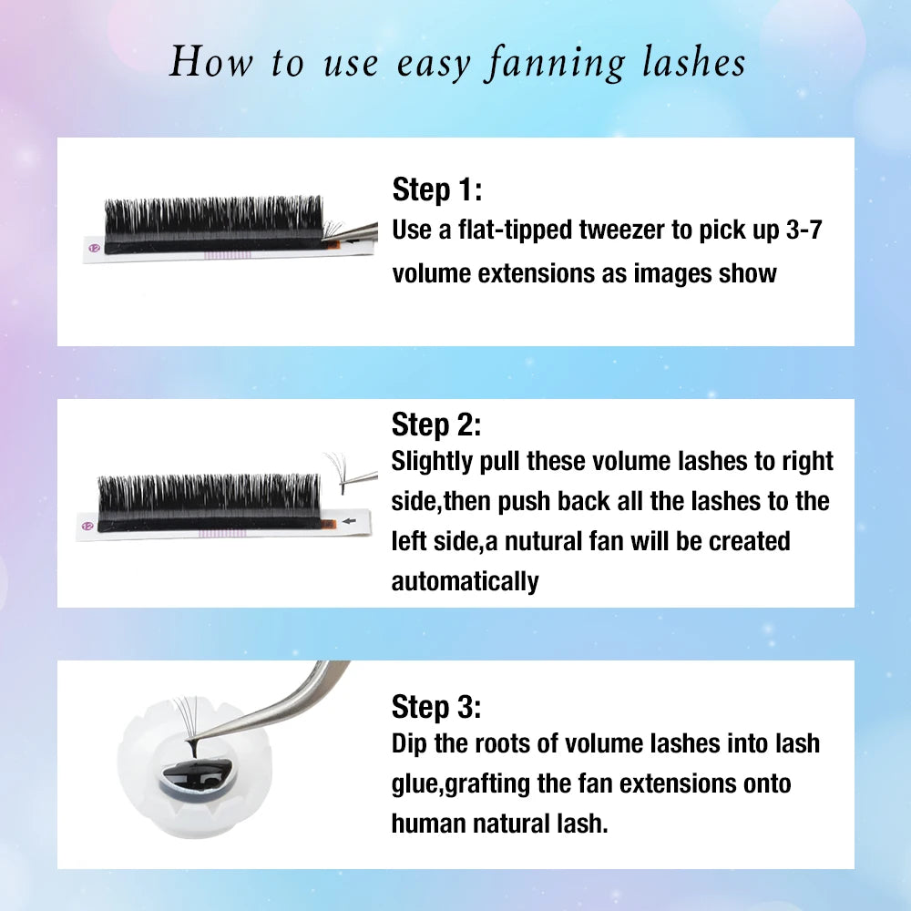 TDANCE Easy Fan Eyelash Extensions | 12-Row Faux Mink Volume Lashes | Fast Blooming for Natural to Glam Looks C60