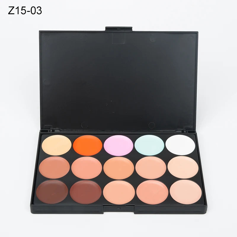VERONNI 15-Color Cream Concealer Contour Palette – Full Coverage & Waterproof