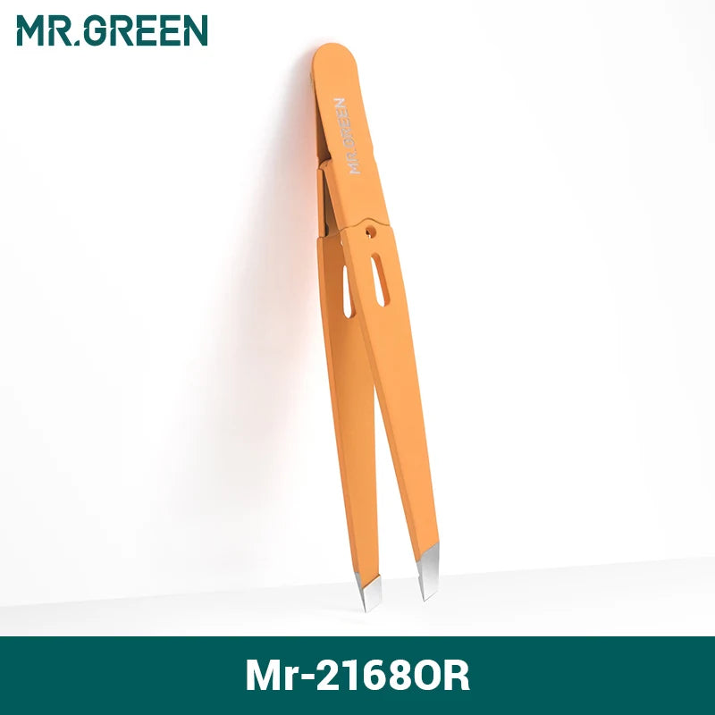 ملقط حواجب دقيق من MR.GREEN - طرف مائل من الفولاذ المقاوم للصدأ لإزالة الشعر والعناية به