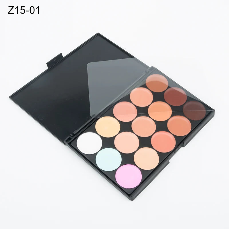VERONNI 15-Color Cream Concealer Contour Palette – Full Coverage & Waterproof