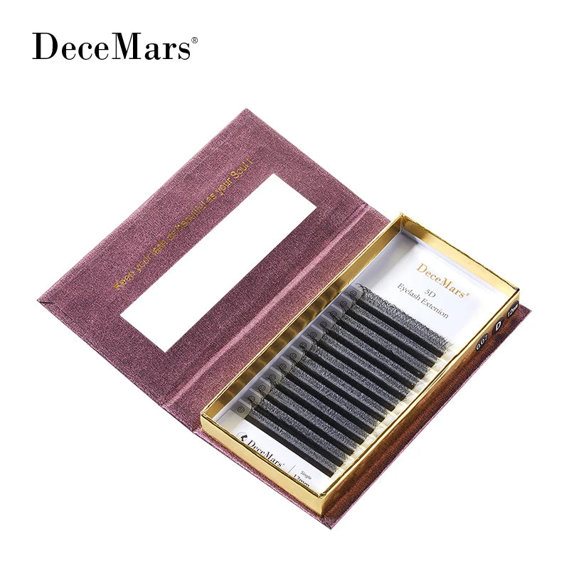 وصلات رموش DeceMars خماسية الأبعاد على شكل حرف W - مراوح حجم يدوية الصنع (12 خطًا/علبة) C90
