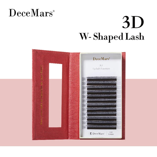 DeceMars 3D W-Shaped Individual Eyelash Extensions – C/D Curl, 3-Tip Design C192