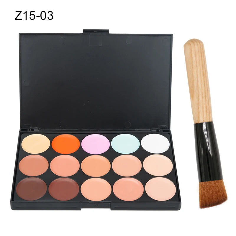 VERONNI 15-Color Cream Concealer Contour Palette – Full Coverage & Waterproof