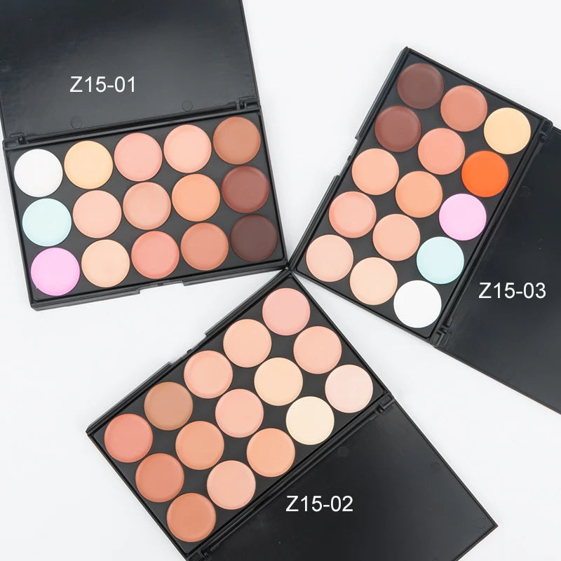 VERONNI 15-Color Cream Concealer Contour Palette – Full Coverage & Waterproof