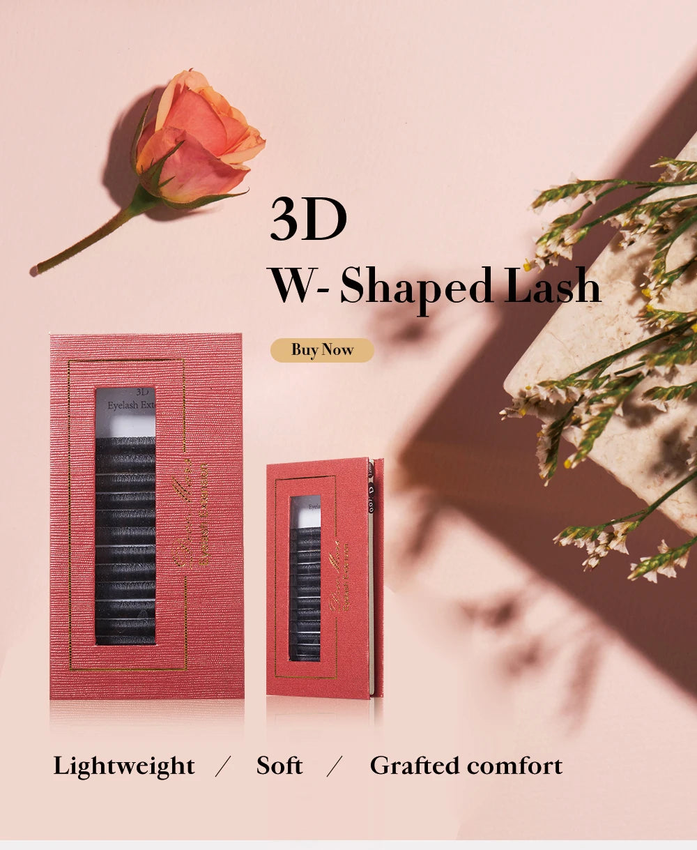 وصلات رموش فردية ثلاثية الأبعاد على شكل حرف W من ديسي مارس - تجعيدات C/D، تصميم ثلاثي الأطراف C60