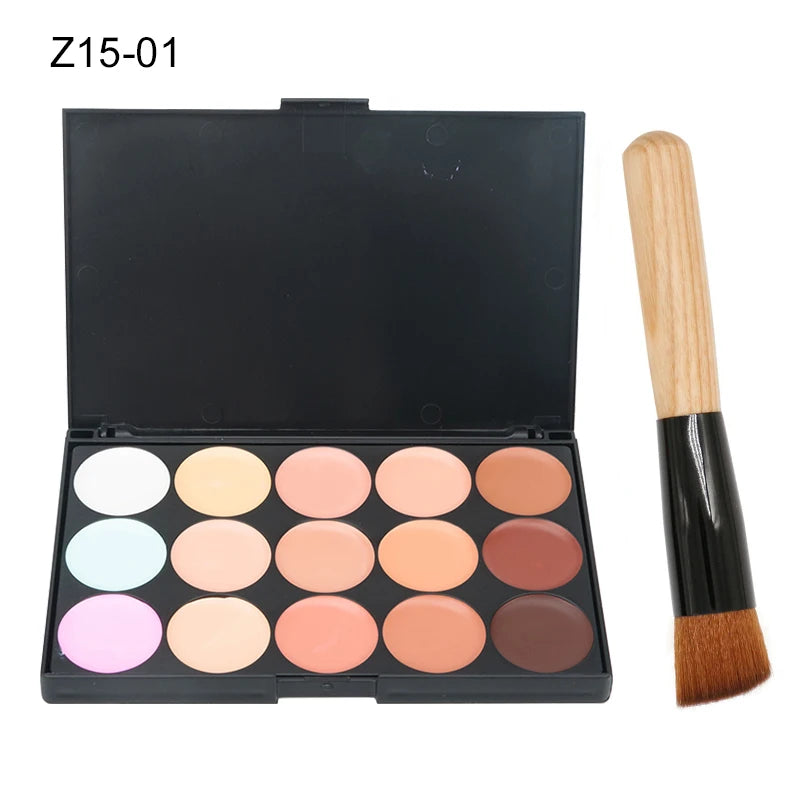 VERONNI 15-Color Cream Concealer Contour Palette – Full Coverage & Waterproof