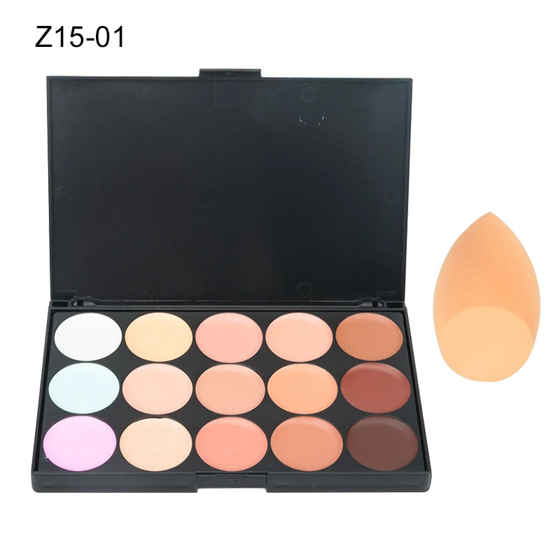 VERONNI 15-Color Cream Concealer Contour Palette – Full Coverage & Waterproof