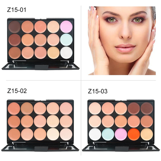 VERONNI 15-Color Cream Concealer Contour Palette – Full Coverage & Waterproof