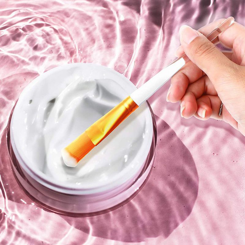 مجموعة فرش أقنعة الوجه LuxuryGlow من 4 قطع - فرشاة ناعمة على شكل مروحة وفرشاة تطبيق للكريم والأقنعة