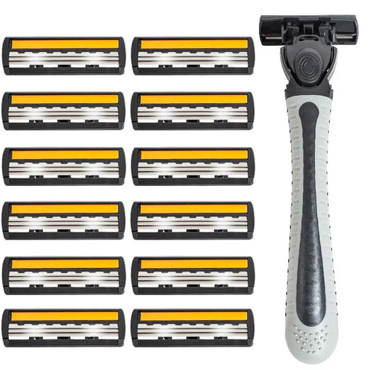 LuxuryGlow Triple-Blade Men's Razor | Reusable Shaver with Imported Blades for Smooth Shaving