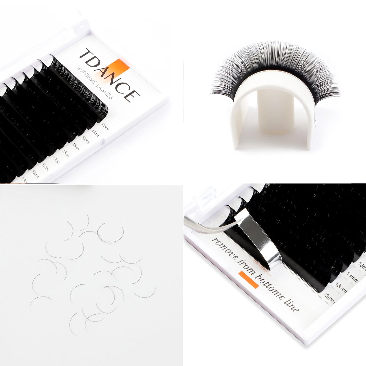 TDANCE Classic Individual Eyelash Extensions – 16 Rows Soft Faux Mink Lashes for Russian Volume C60