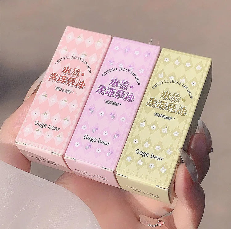 Aceite labial Crystal Jelly de Gege Bear: brillo hidratante de frutas para labios suaves y nutridos.