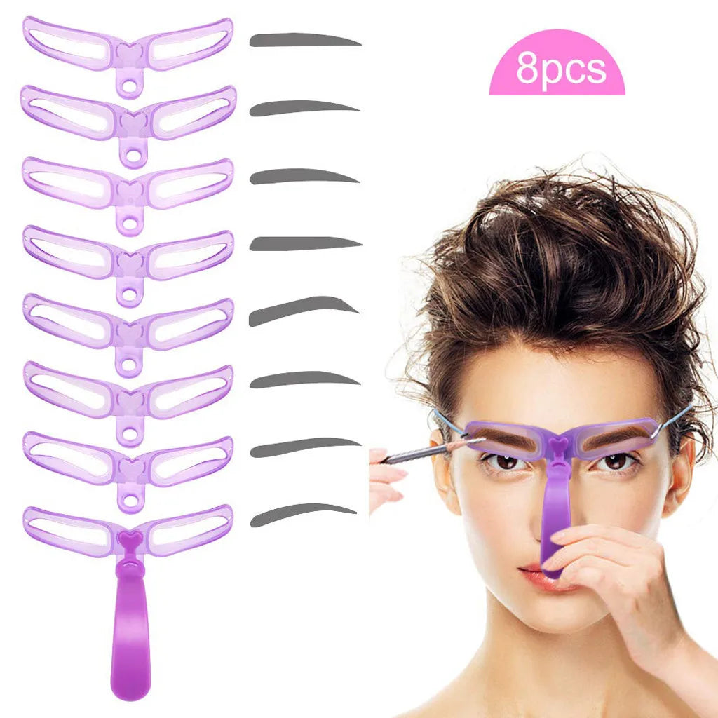 ZXZZS 8-in-1 Reusable Eyebrow Stencil Kit with Brow Stamp – Easy Makeup Tool