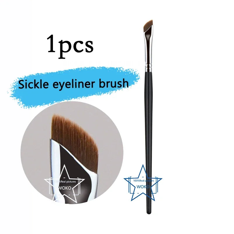 WOKO Ultra-Thin Precision Blade Eyeliner & Eyebrow Brush – White Wooden Handle