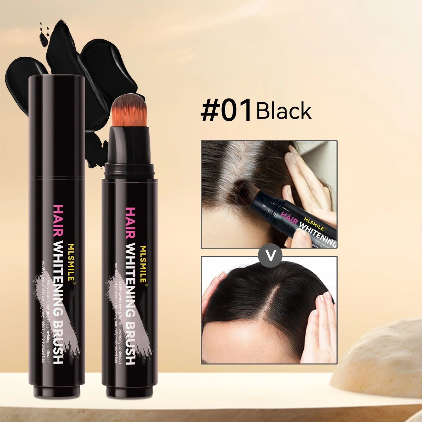 LuxuryGlow Disposable Hair Color Brush Stick – Temporary White Hair Concealer with Natural Plant Extracts (20ml)