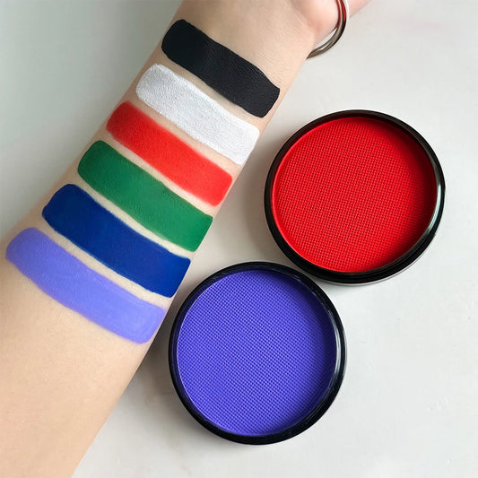 LuxuryGlow 30g Monochromatic Face & Body Paint Kit – Black, White, Red Water-Based Makeup with Brushes for Halloween & Party Looks