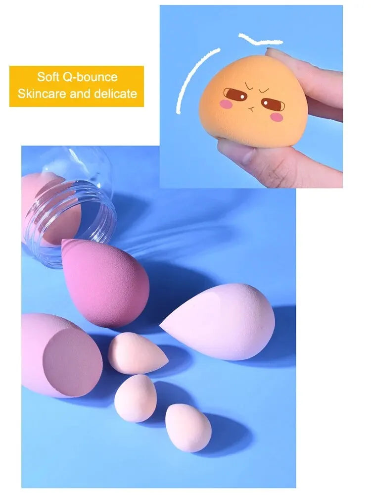 6-Pack Dual Use Makeup Sponges | Wet & Dry Water Drop Beauty Blender Puff
