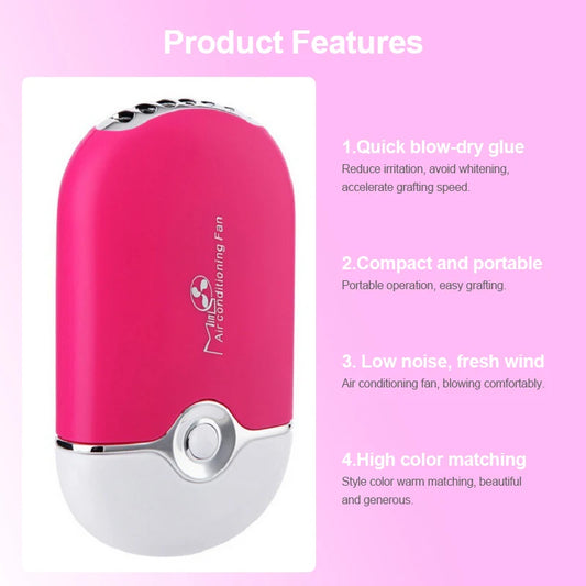 مروحة رموش صغيرة بمنفذ USB من MASSA | مجفف غراء تمديد الرموش وأداة تجفيف سريعة