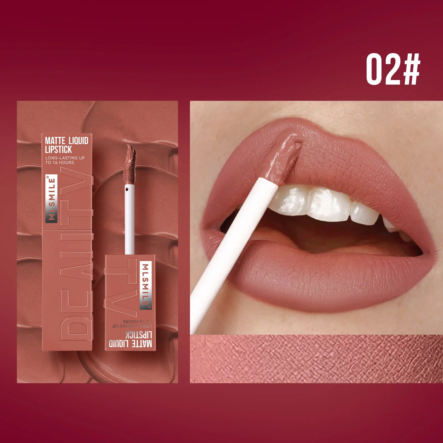 Brillo de labios satinado aterciopelado MLSMILE: 6 colores antiadherentes, acabado mate resistente al agua