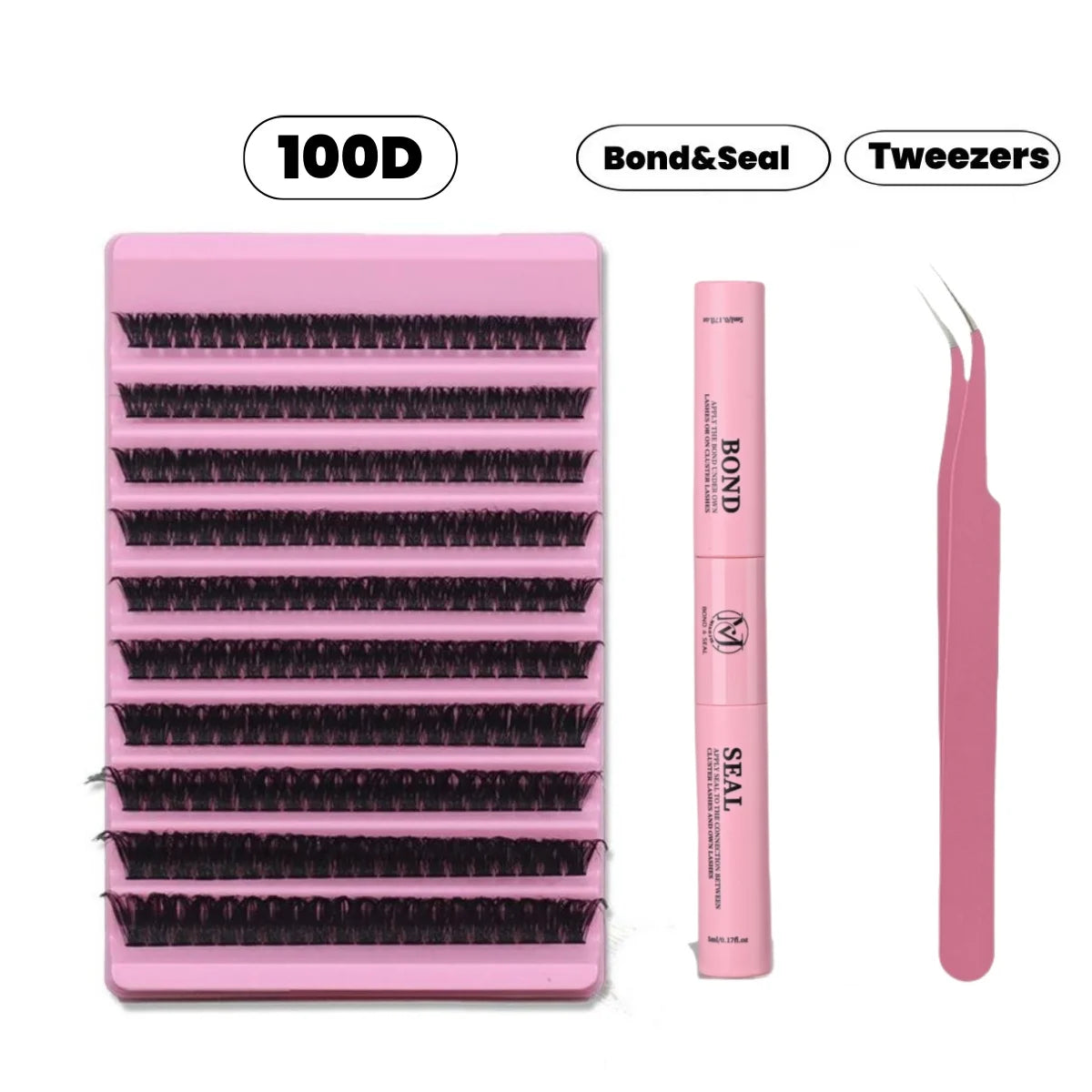 مجموعة تمديد الرموش JPNPL MJ DIY - 200 قطعة من الرموش العنقودية مع غراء الترابط والختم