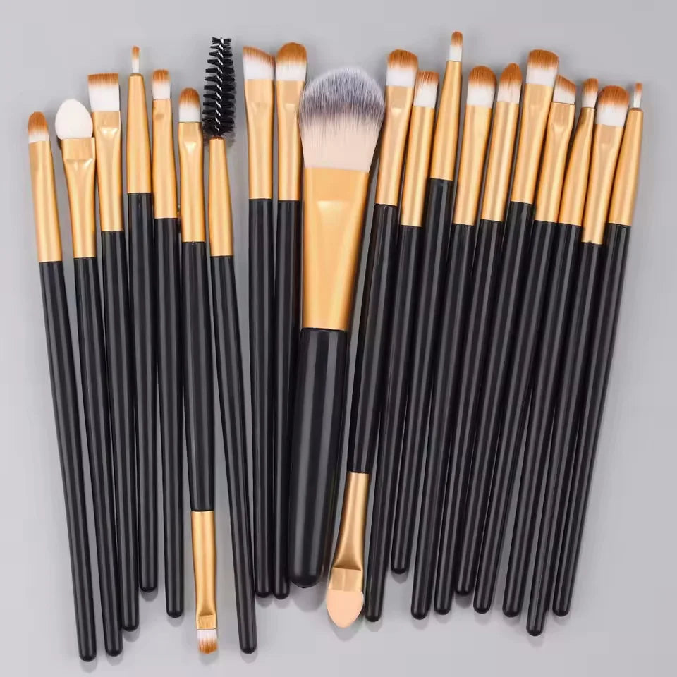 Set de 20 brochas de maquillaje de ojos LuxuryGlow MJ: sombras, delineadores y difuminadores