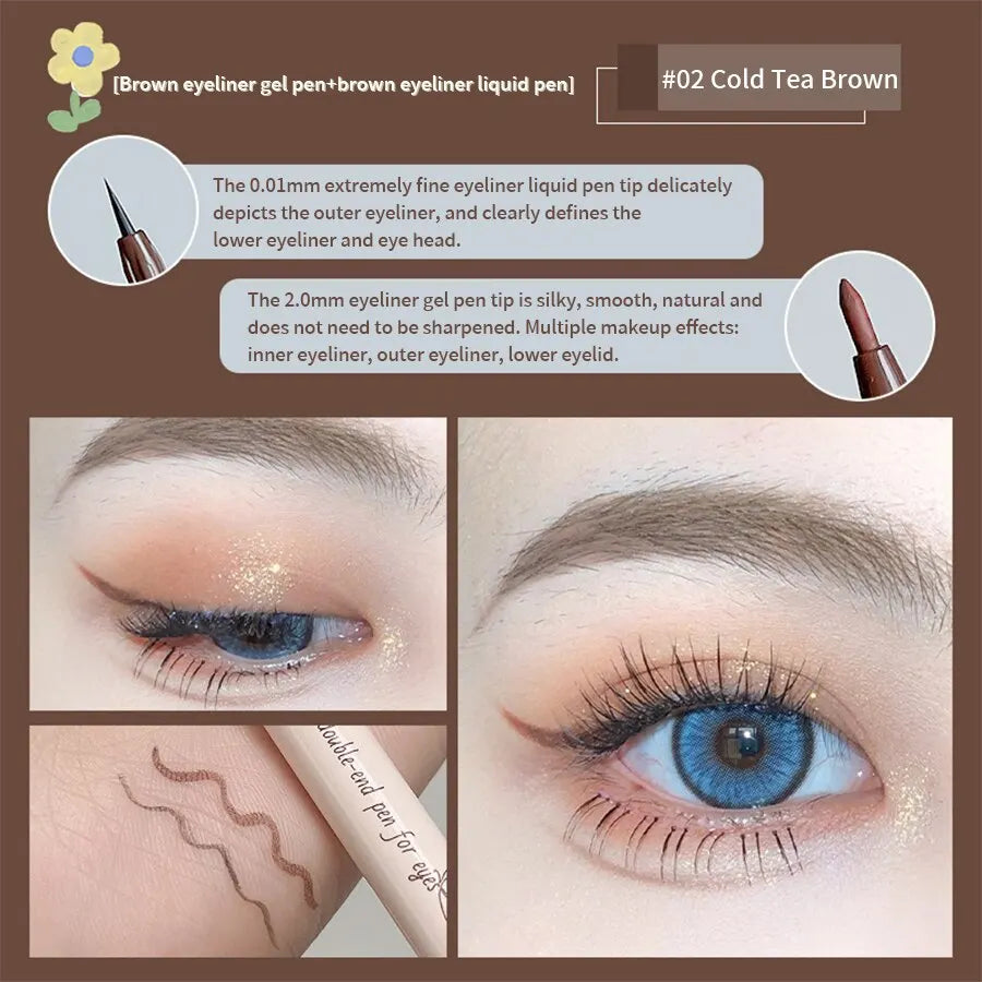 MAXFINE Double-Head Eyeliner Pen – Waterproof Fine Tip & Eye Brightener