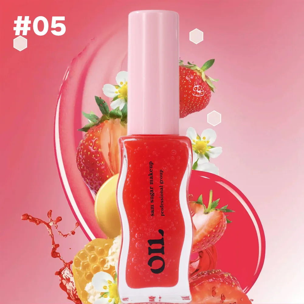 Aceite labial LuxuryGlow Fruit Honey: brillo labial con color, hidratante, voluminizador y resistente al agua.