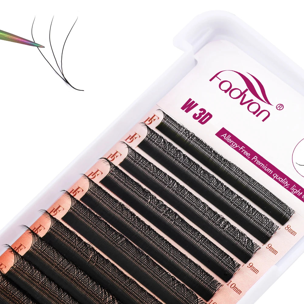 FADVAN W-Shape Volume Lash Extensions – 3D to 8D Premade Fans, Faux Mink