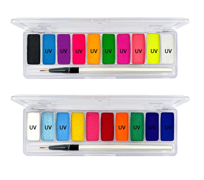 VERONNI UV Glow Neon Face & Body Paint – 10 Fluorescent Colors for Party Makeup