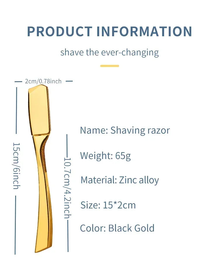 LuxuryGlow Professional Straight Edge Razor for Men – Manual Shaving Knife with Zinc Alloy Handle