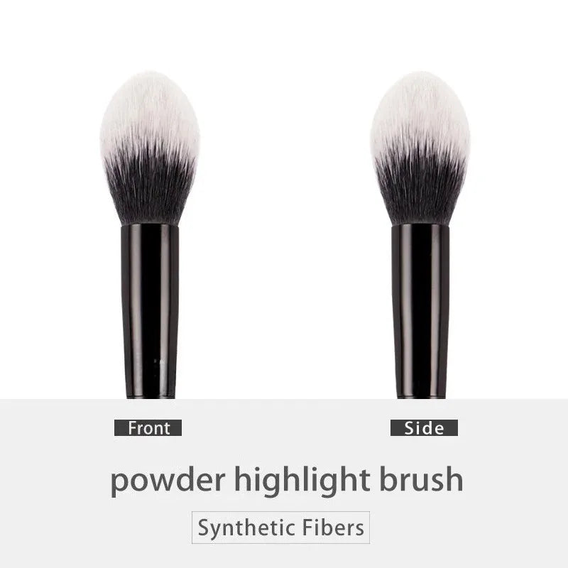 LuxuryGlow Soft Highlight Makeup Brush – Synthetic Fiber Bristles & Sleek Black Handle for Flawless Glow