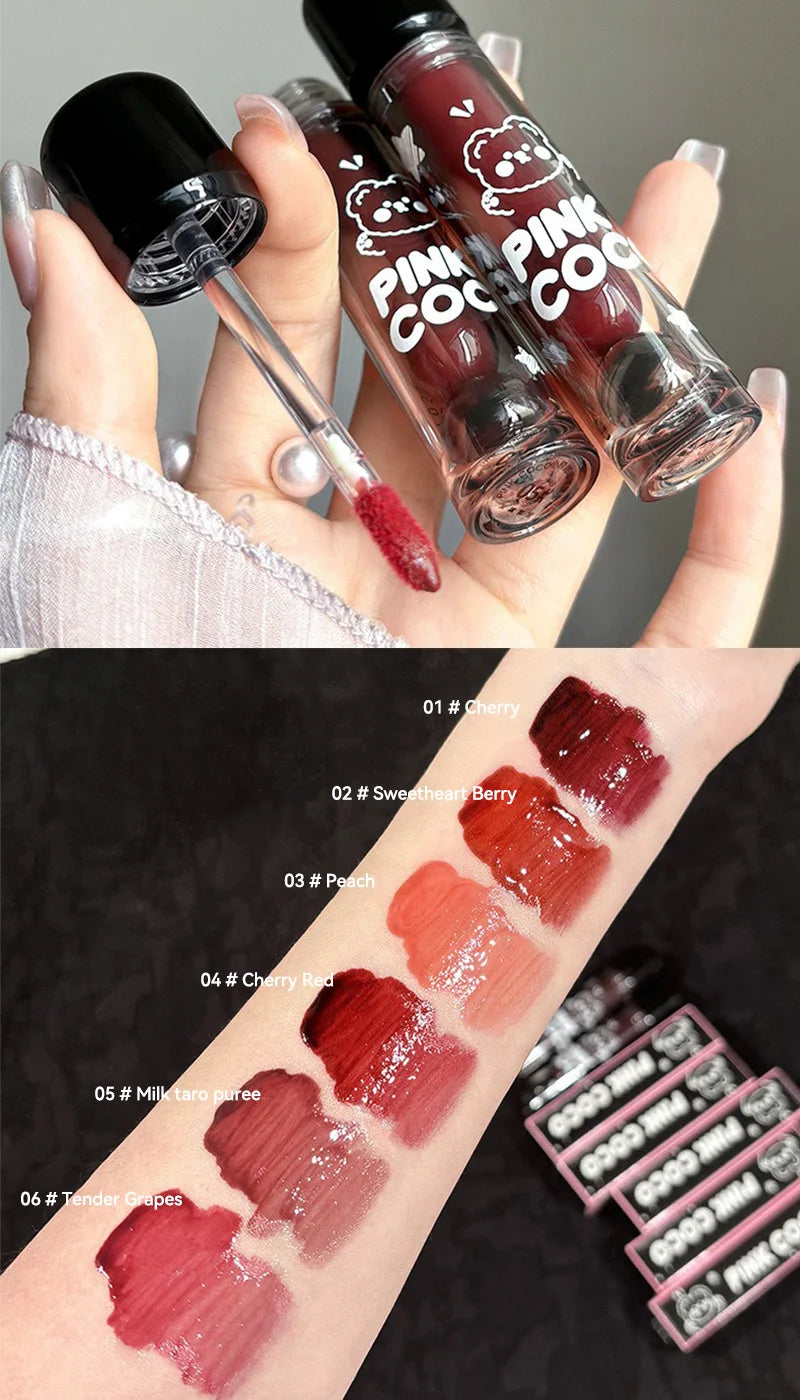 PINKCOCO Mirror Lip Glaze: brillo nude de larga duración con brillo iluminador
