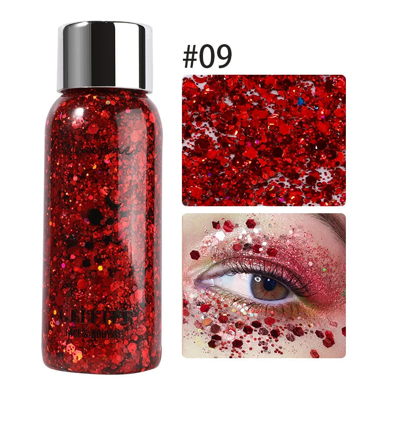 MAXFINE Full Body Glitter Gel – Long-Lasting Eye, Hair & Body Sparkle