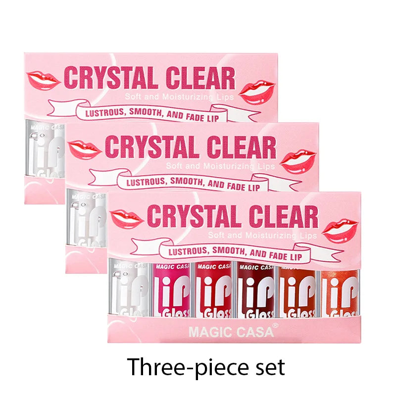 LuxuryGlow MAGIC CASA - Set de 6 aceites labiales en gelatina: brillo hidratante, voluminizador y duradero