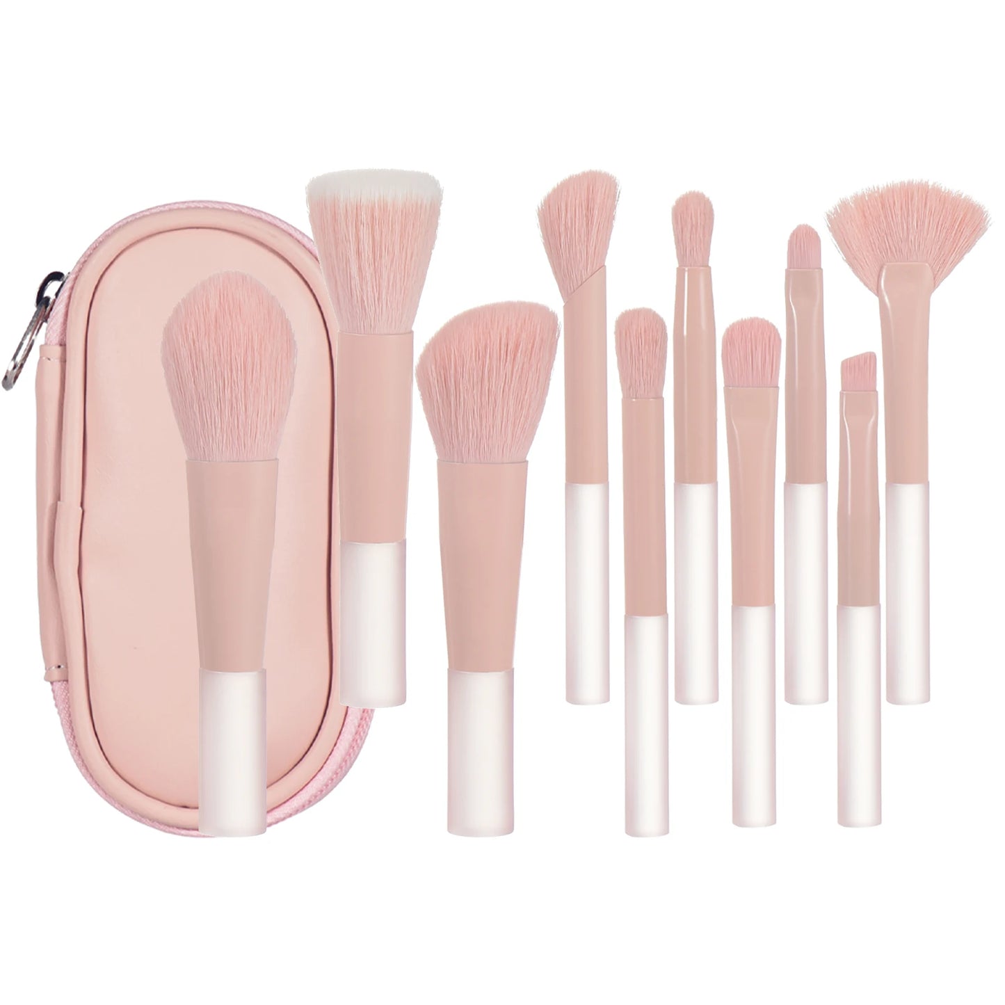 مجموعة فرش مكياج صغيرة من LuxuryGlow، 10 ألوان، مجموعة سفر محمولة مع إسفنجة وأدوات