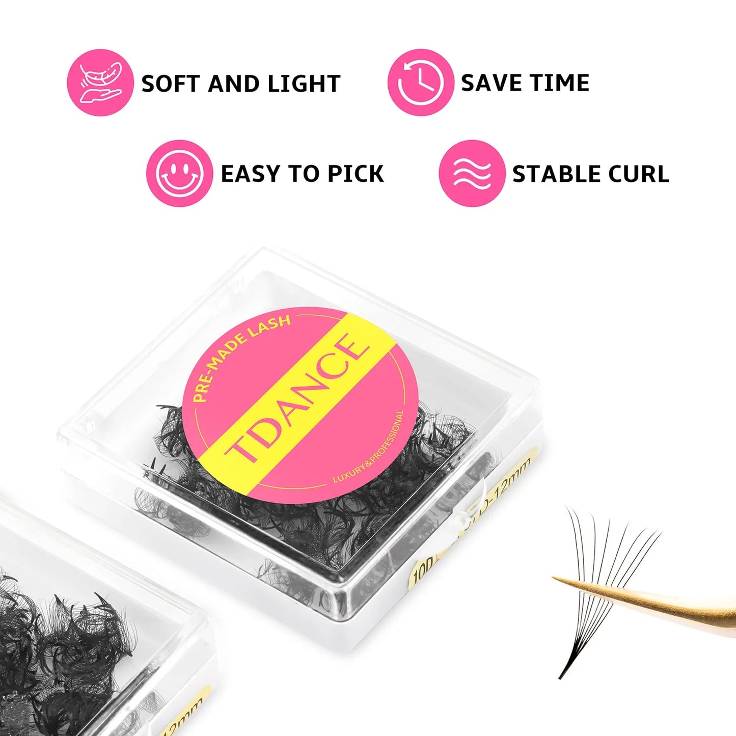 TDANCE Premade Loose Fan Eyelash Extensions – 500 Fans | 5D–16D Russian Volume Lashes C224