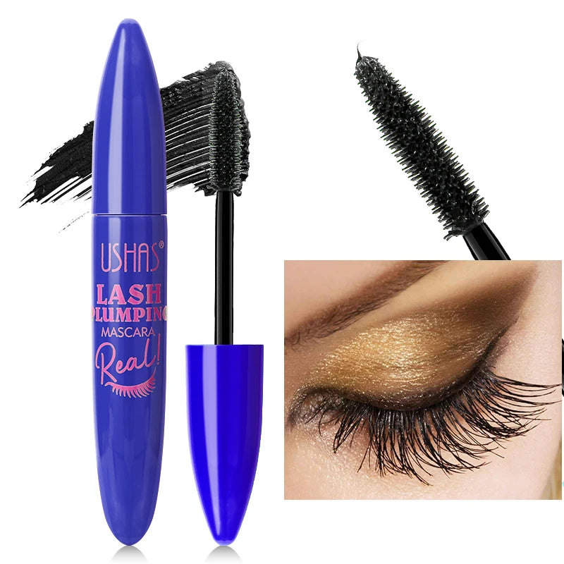 USHAS 4D Ultra Long Lasting Waterproof Mascara – Fiber Lash Extension with 360° Spiral Brush