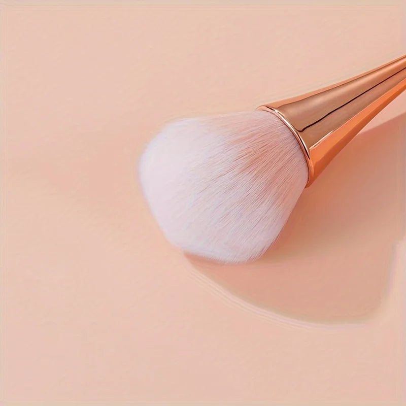 WRDEW Rose Gold Fan Makeup Brush – Soft Blush, Highlight & Powder Brush