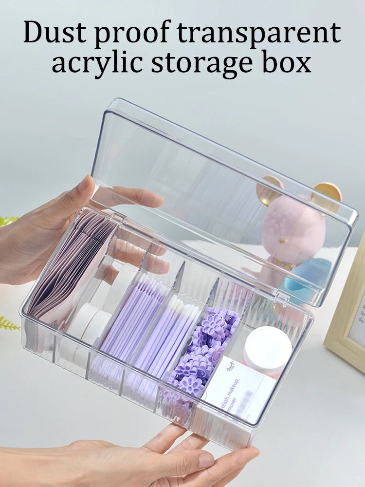 LuxuryGlow Professional Acrylic Eyelash Storage Box with Lid – Transparent Organizer for Lash Stylists