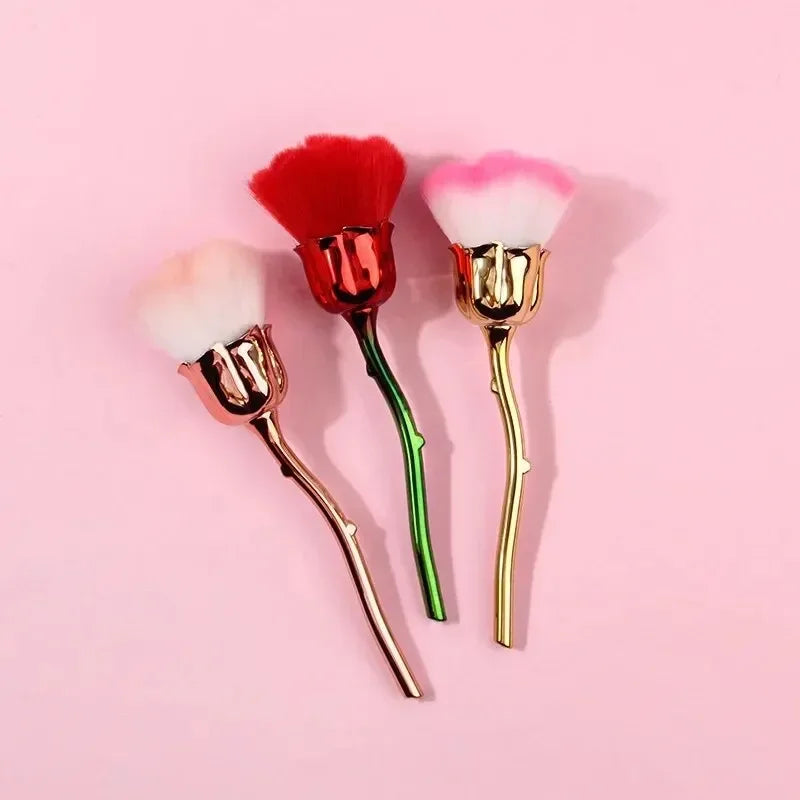 RUZOFO Black Rose Shaped Loose Powder Makeup Brush – Soft Face & Nail Dust Tool