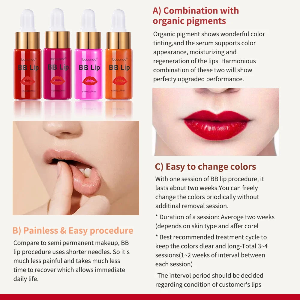 ibcccndc BB Lips Ampoule Serum Starter Kit – Semi-Permanent Gloss & Lip Tint Set (10pcs)