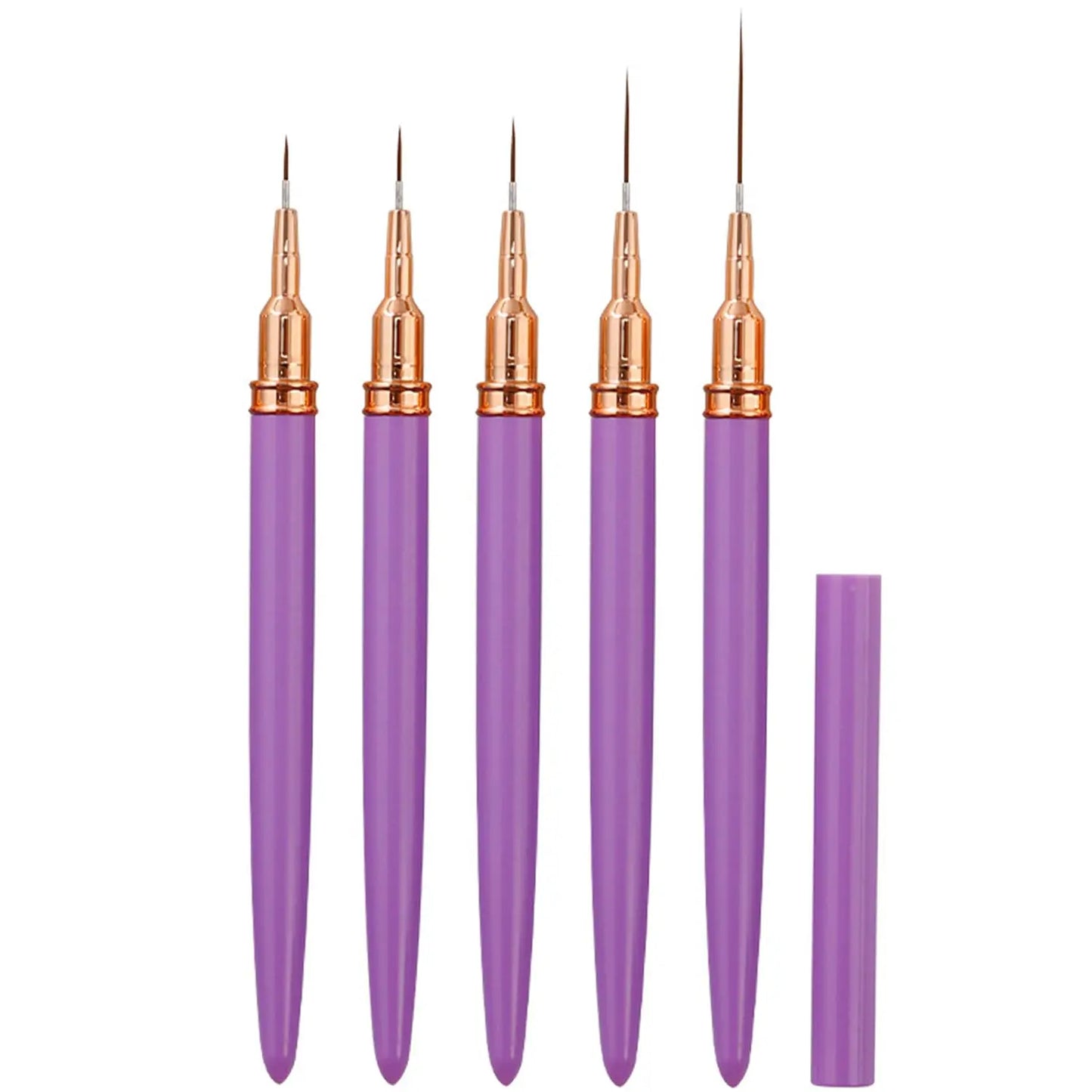 Juego de 5 pinceles delineadores para uñas LuxuryGlow YIKOOLIN: pinceles de gel UV para uñas francesas y diseño de uñas artísticas.