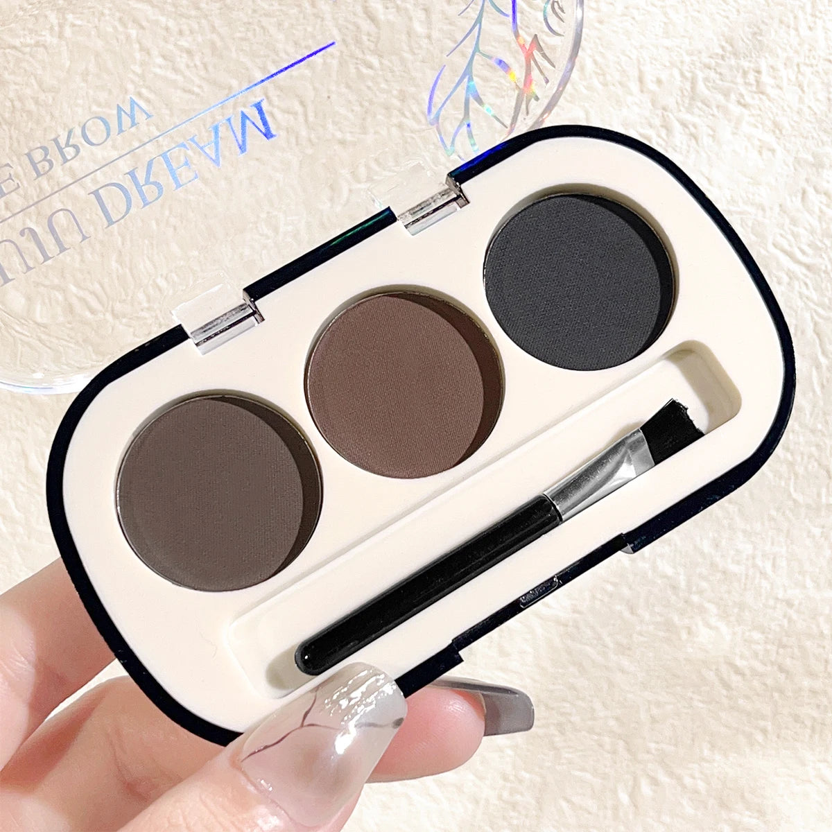 LuxuryGlow 3-Color Eyebrow Powder Palette with Brush – Long Lasting, Natural Finish