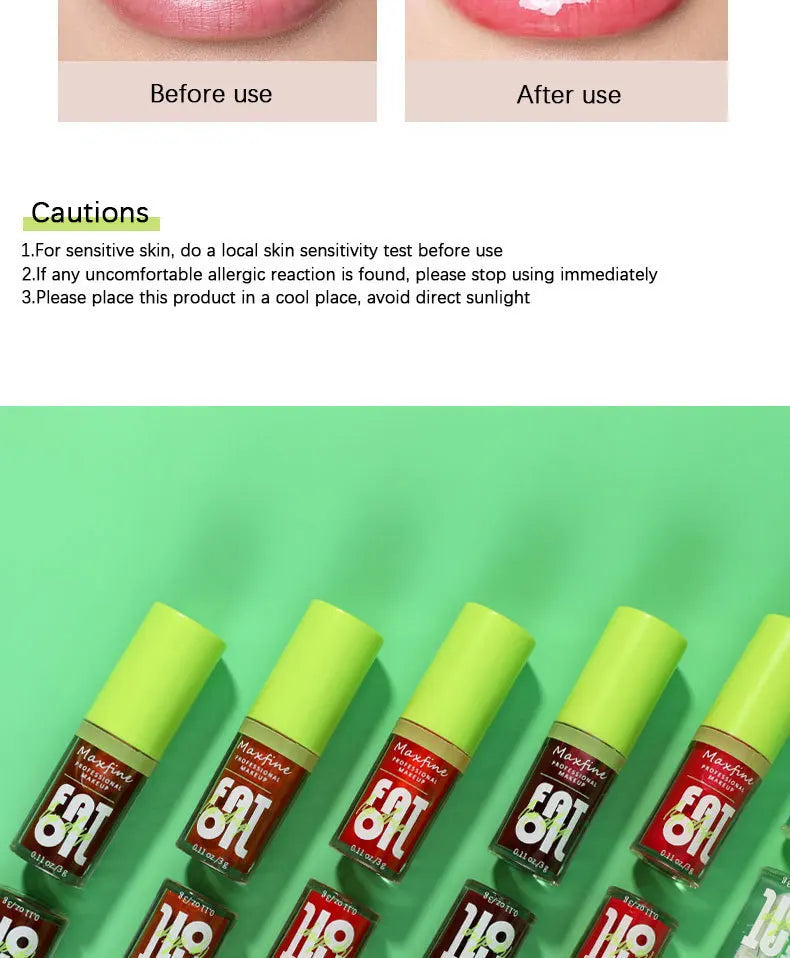 Brillo de labios resistente al agua MAXFINE: brillo hidratante, duradero y antiadherente.