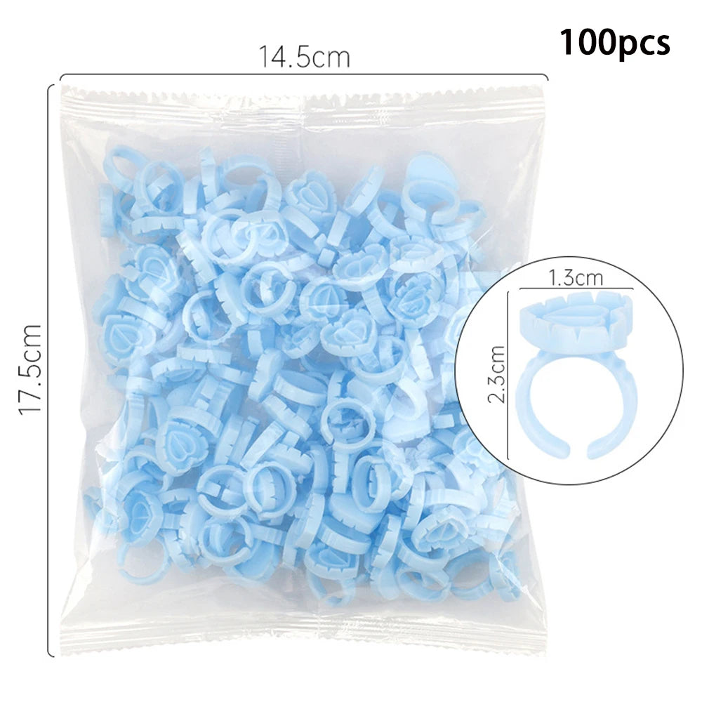 SMHZP 100Pcs Disposable Blooming Eyelash Glue Rings – Flower Cup Design for Lash Extension & Tattoo Pigment