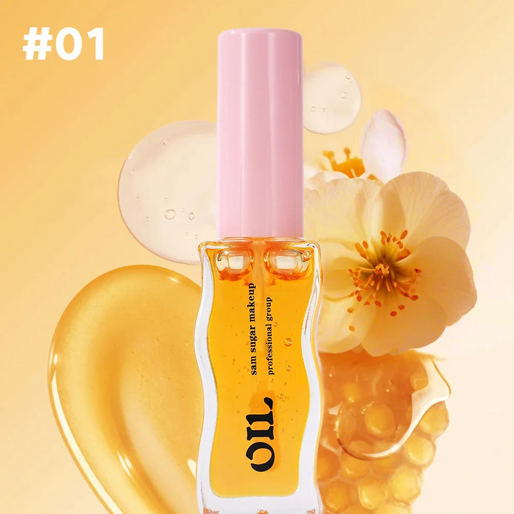 Aceite labial LuxuryGlow Fruit Honey: brillo labial con color, hidratante, voluminizador y resistente al agua.