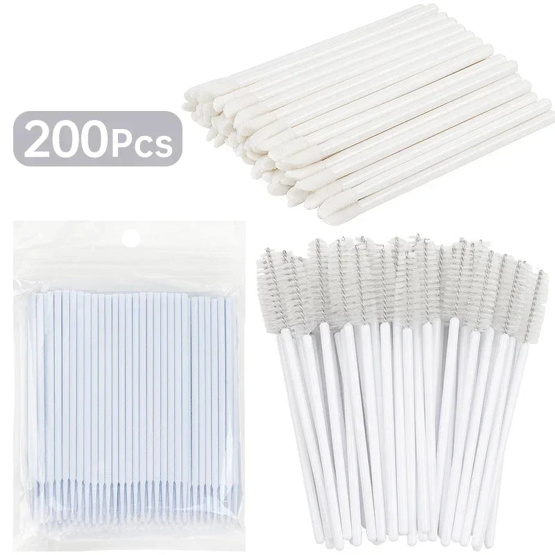 RUZOFO 200pcs Disposable Lash Brushes & Applicators Kit – Spoolies, Lip Wands, Micro Swabs